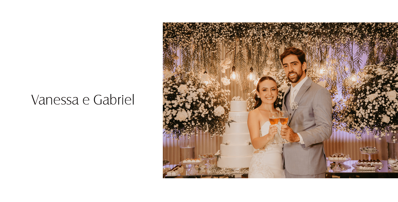 Vanessa escolheu um vestido de noiva tomara que caia, modelo sereia em alfaiataria, com laterais transparentes, aplicações de renda, arabescos rebordados e uma execução impecável de alta costura, um vestido verdadeiramente luxuoso.