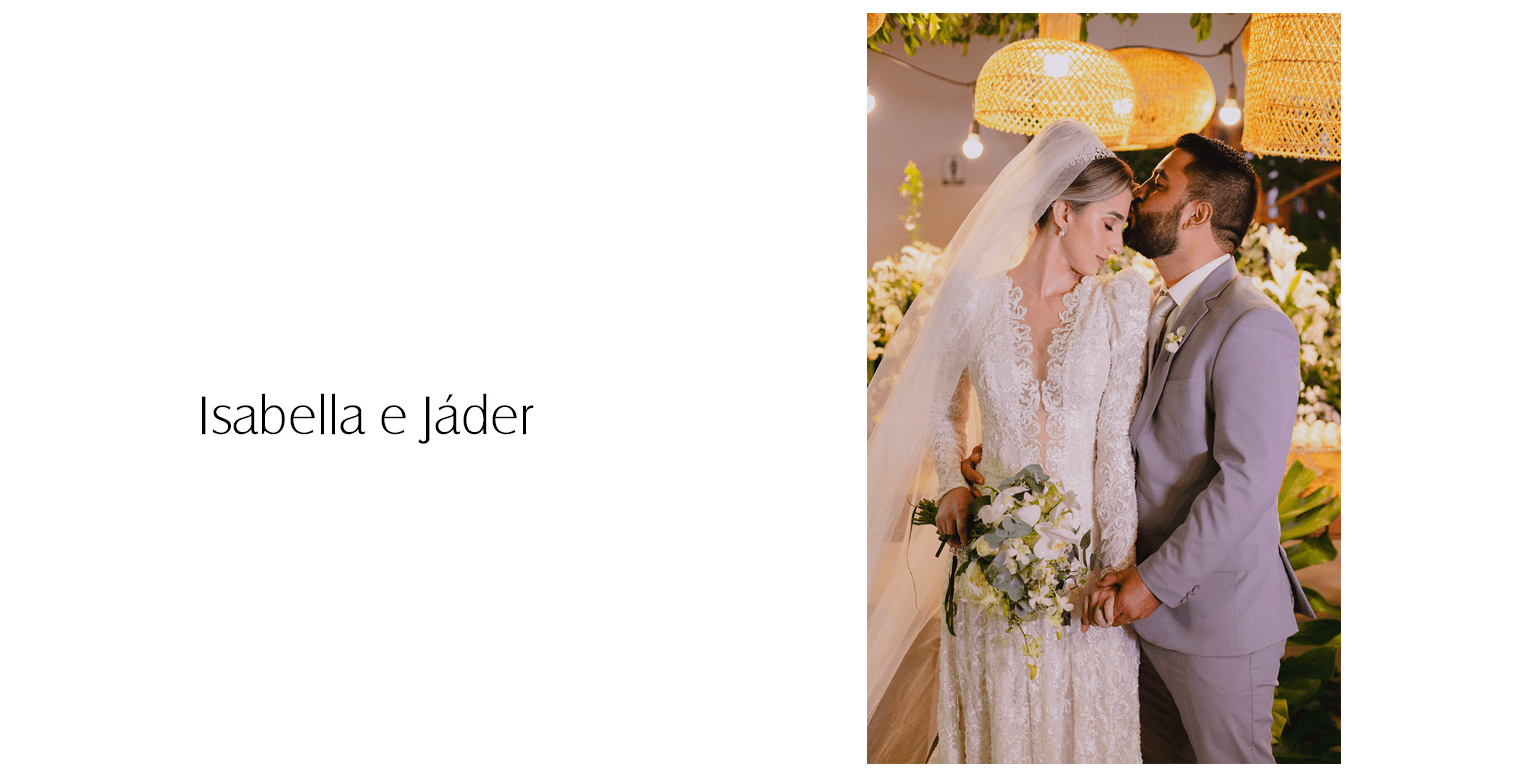 Costumamos ouvir que o vestido ideal escolhe a noiva, e Isabella é a prova viva de que isso realmente acontece. O modelo escolhido refletia sua essência de forma impecável, um vestido de noiva: evasê, com mangas longas bufantes, decote profundo frente e costas, aplicações de renda em flores e arabescos, finos bordados, forro rendado, botões de pérola nos punhos e, como charme final, uma calda longa e arredondada.