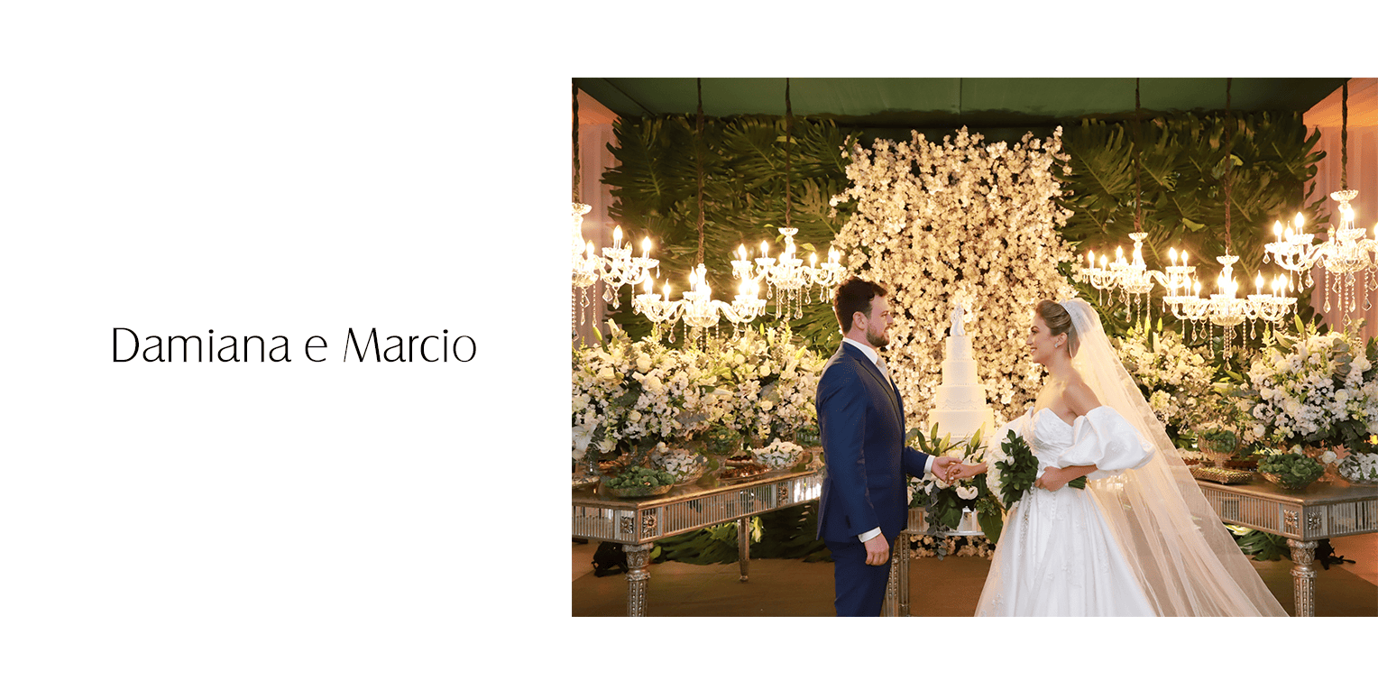 Ela estava deslumbrante em um vestido de noiva tomara que caia, de alfaiataria no estilo princesa, com aplicações de arabescos e flores, decote em V frontal, corpinho drapeado e um charme especial que encantou a todos. A manga bufante trouxe sofisticação, elegância e personalidade ao modelo.