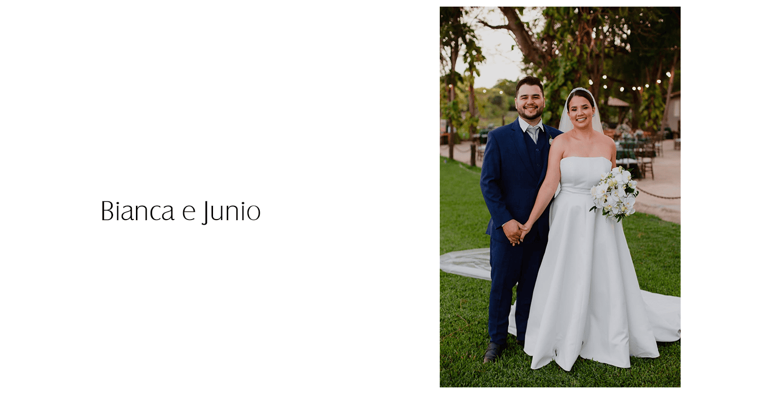 O casamento de Bianca e Junio celebra o amor, o sonho e a realização de um vestido de noiva perfeito. Uma história emocionante de casamento, fé e família, marcada pela espera da pequena Elise.